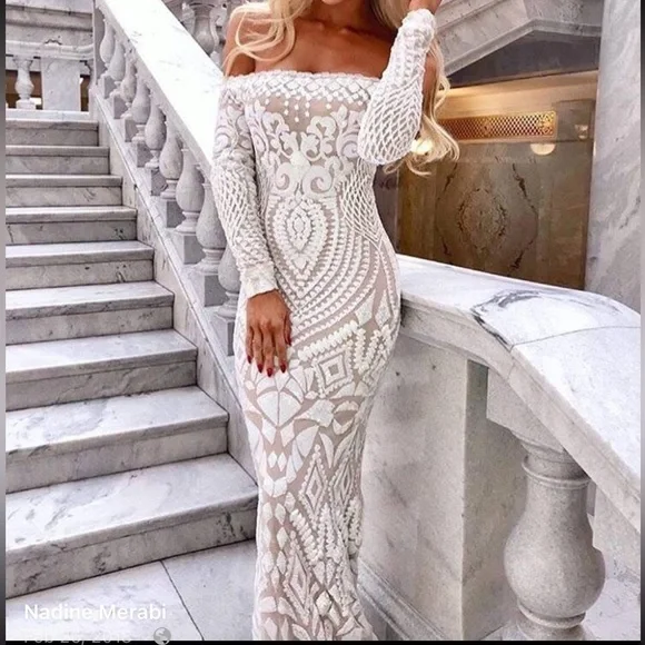 Nadine Merabi Arabella Dress in White - Picture 1 of 3